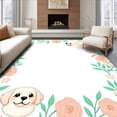 thumbnail image 1 of ODIKA 6'x9' Machine Washable Non-Slip Area Rug, Charming Canine Duo with Floral and Delicate Nature High Traffic Rug with Pad, Pink, 745181, 1 of 8
