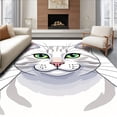 thumbnail image 1 of ODIKA 6'x9' Machine Washable Non-Slip Area Rug, Charming Cat Head Needlework Kit Pre Drawn Beginner High Traffic Rug, White, 726802, 1 of 7