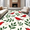 thumbnail image 1 of ODIKA 6'x9' Machine Washable Non-Slip Area Rug, Charming Finch Mistletoe Branch Tree Protector Holiday Accent High Traffic Rug, Red, 740969, 1 of 7