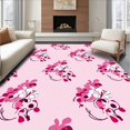 thumbnail image 1 of ODIKA 6'x9' Machine Washable Non-Slip Area Rug, Charming Floral Blossom Toilet Accessory Contour High Traffic Rug with Pad, Pink, 720615, 1 of 8