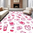 thumbnail image 1 of ODIKA 6'x9' Machine Washable Non-Slip Area Rug, Charming Fruit Beverage Print Otaku Culture Themed Doormat High Traffic Rug with Pad, Pink, 655519, 1 of 8