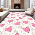 thumbnail image 1 of ODIKA 6'x9' Machine Washable Non-Slip Area Rug, Charming Whiskers & Hearts Motif Machine Shower High Traffic Rug with Pad, Pink, 723902, 1 of 8