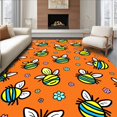 thumbnail image 1 of ODIKA 6'x9' Machine Washable Non-Slip Area Rug, Cheerful Bee Parade Surrounded by Floral Hive Doodles High Traffic Rug, Orange, 722970, 1 of 7
