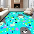 thumbnail image 1 of ODIKA 6'x9' Machine Washable Non-Slip Area Rug, Cheerful Cartoon Otter with Splashing Water and Bubble Accents High Traffic Rug with Pad, Turquoise, 726924, 1 of 8