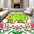 thumbnail image 1 of ODIKA 6'x9' Machine Washable Non-Slip Area Rug, Cheerful Hedgehog Crochet with Fun Nature High Traffic Rug with Pad, Green, 619609, 1 of 8