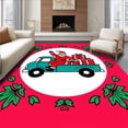thumbnail image 1 of ODIKA 6x9 Machine Washable Non-Slip Area Rug, Cheerful Santa Claus Parade With Gift Laden Vehicle Surrounded By Winter Florals High Traffic Rug, Red, 645651, 1 of 7