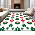 thumbnail image 1 of ODIKA 6x9 Machine Washable Non-Slip Area Rug, Cheerful Scandinavian Holiday Spirits with Stylized Evergreen Branches High Traffic Rug, Green, 626438, 1 of 7