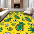 thumbnail image 1 of ODIKA 6'x9' Machine Washable Non-Slip Area Rug, Cheerful Tropical Fruit Cluster with Pineapple and Kiwi Motifs High Traffic Rug with Pad, Yellow, 728751, 1 of 8