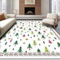 thumbnail image 1 of ODIKA 6'x9' Machine Washable Non-Slip Area Rug, Cheerful Whimsical Tree Forest with Cane Stripes Nordic Style High Traffic Rug with Pad, Green, 626586, 1 of 8
