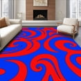 thumbnail image 1 of ODIKA 6'x9' Machine Washable Non-Slip Area Rug, Chic Abstract Waves Dynamic Lines for Stylish High Traffic Rug with Pad, Red, 387560, 1 of 8