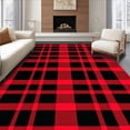 thumbnail image 1 of ODIKA 6'x9' Machine Washable Non-Slip Area Rug, Classic Checkerboard Plaid Featuring Bold Contrast Stripes High Traffic Rug, Red, 622498, 1 of 7