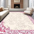 thumbnail image 1 of ODIKA 6'x9' Machine Washable Non-Slip Area Rug, Classic Damask Scrollwork Slip Resistant High Traffic Rug, Pink, 574480, 1 of 7