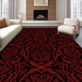 thumbnail image 1 of ODIKA 6'x9' Machine Washable Non-Slip Area Rug, Classic Damask Trellis with Subtle Ornamental Twists High Traffic Rug with Pad, Black, 660751, 1 of 8