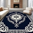 thumbnail image 1 of ODIKA 6'x9' Machine Washable Non-Slip Area Rug, Classic Medallion Motif with Ornate Floral Scrollwork and Layered Details High Traffic Rug, Black, 377934, 1 of 7