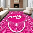 thumbnail image 1 of ODIKA 6x9 Machine Washable Non-Slip Area Rug, Classic Merry with Interlocking Starburst and Evergreen Branches High Traffic Rug with Pad, Pink, 739751, 1 of 8