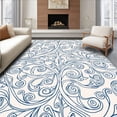 thumbnail image 1 of ODIKA 6'x9' Machine Washable Non-Slip Area Rug, Classic Scrollwork Cream Tapestry Design High Traffic Rug with Pad, Blue, 334613, 1 of 8