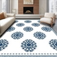 thumbnail image 1 of ODIKA 6'x9' Machine Washable Non-Slip Area Rug, Classic Snow Blossom Featuring Laced Medallions High Traffic Rug, White, 629851, 1 of 7