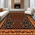 thumbnail image 1 of ODIKA 6'x9' Machine Washable Non-Slip Area Rug, Classic Spotted with Interlocking Baroque Scrollwork High Traffic Rug with Pad, Black, 614063, 1 of 8