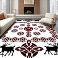 thumbnail image 1 of ODIKA 6'x9' Machine Washable Non-Slip Area Rug, Classic Tartan Patchwork Reindeer Ornament Design High Traffic Rug, Black, 627561, 1 of 7