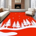 thumbnail image 1 of ODIKA 6'x9' Machine Washable Non-Slip Area Rug, Classic Winter Pine Forest with Stylized Trees and Drifting Snow Motifs High Traffic Rug with Pad, Red, 505008, 1 of 8