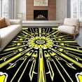thumbnail image 1 of ODIKA 6'x9' Machine Washable Non-Slip Area Rug, Contemporary Starburst Medallion with Lemon High Traffic Rug with Pad, Black, 530345, 1 of 8