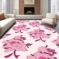 thumbnail image 1 of ODIKA 6'x9' Machine Washable Non-Slip Area Rug, Coquette Bow Tied Flower Arrangement with Ribbon Accents High Traffic Rug with Pad, Pink, 549893, 1 of 8