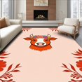 thumbnail image 1 of ODIKA 6'x9' Machine Washable Non-Slip Area Rug, DIY Latch Hook Kit Highland Cattle Floral Needlework High Traffic Rug, Red, 635797, 1 of 7