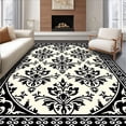 thumbnail image 1 of ODIKA 6'x9' Machine Washable Non-Slip Area Rug, Damask Heirloom Artisan Luxe Grandeur High Traffic Rug, Black, 665069, 1 of 5