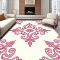 thumbnail image 1 of ODIKA 6x9 Machine Washable Non-Slip Area Rug, Damask Scroll Work Weathered Traditional Design High Traffic Rug with Pad, Pink, 657348, 1 of 8