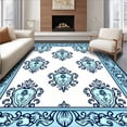 thumbnail image 1 of ODIKA 6'x9' Machine Washable Non-Slip Area Rug, Damask Tapestry Style with Symmetrical Motifs High Traffic Rug with Pad, Blue, 450079, 1 of 8