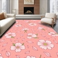 thumbnail image 1 of ODIKA 6x9 Machine Washable Non-Slip Area Rug, Delicate Cherry Blossom Petals Scattered Design High Traffic Rug, Pink, 467603, 1 of 7