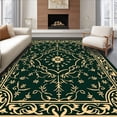 thumbnail image 1 of ODIKA 6'x9' Machine Washable Non-Slip Area Rug, Delicate Vine Motif Featuring Interlocking Botanical High Traffic Rug with Pad, Green, 574019, 1 of 8