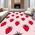 thumbnail image 1 of ODIKA 6'x9' Machine Washable Non-Slip Area Rug, Delightful Summer Berry Showcasing Playful Strawberry Graphics High Traffic Rug, Pink, 722842, 1 of 7