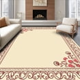 thumbnail image 1 of ODIKA 6x9 Machine Washable Non-Slip Area Rug, Distressed Botanical Scroll Design with Classic Elegance High Traffic Rug, Ivory, 657442, 1 of 7