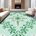 thumbnail image 1 of ODIKA 6'x9' Machine Washable Non-Slip Area Rug, Distressed Ornamental Damask with Interlocking Vines and Baroque Flourishes High Traffic Rug, Green, 599744, 1 of 7