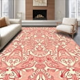 thumbnail image 1 of ODIKA 6'x9' Machine Washable Non-Slip Area Rug, Distressed Paisley Scroll with Flowing Botanical High Traffic Rug with Pad, Pink, 541963, 1 of 8