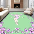 thumbnail image 1 of ODIKA 6'x9' Machine Washable Non-Slip Area Rug, Divine Messenger with Shimmering and Floral Ornamentation High Traffic Rug, Pink, 650470, 1 of 5