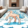 thumbnail image 1 of ODIKA 6'x9' Machine Washable Non-Slip Area Rug, Dreamy Cloud Castle Horse Learning with Alphabet Design High Traffic Rug, Orange, 696070, 1 of 7