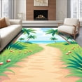 thumbnail image 1 of ODIKA 6'x9' Machine Washable Non-Slip Area Rug, Dreamy Shoreline Escape Through Coconut Grove Pathway High Traffic Rug with Pad, Green, 713189, 1 of 8