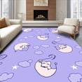 thumbnail image 1 of ODIKA 6'x9' Machine Washable Non-Slip Area Rug, Dreamy Whiskers Napping Under Stars Comfort High Traffic Rug with Pad, Purple, 515408, 1 of 8