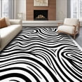 thumbnail image 1 of ODIKA 6'x9' Machine Washable Non-Slip Area Rug, Dynamic Wave Stripe with Curved Undulating Lines in Two Tones High Traffic Rug with Pad, Black, 558010, 1 of 8
