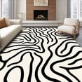 thumbnail image 1 of ODIKA 6'x9' Machine Washable Non-Slip Area Rug, Eclectic Fauna Wavy Progressive Modern Embellishment High Traffic Rug, Black, 660769, 1 of 7