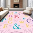 thumbnail image 1 of ODIKA 6'x9' Machine Washable Non-Slip Area Rug, Educational Alphabet Learning Playmat With Engaging Letter Symbols High Traffic Rug, Pink, 692238, 1 of 7