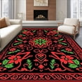 thumbnail image 1 of ODIKA 6'x9' Machine Washable Non-Slip Area Rug, Elegant Bloom Cluster Design with Curved Petal Swirls and Festive Highlights High Traffic Rug with Pad, Black, 743950, 1 of 8