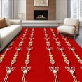 thumbnail image 1 of ODIKA 6'x9' Machine Washable Non-Slip Area Rug, Elegant Bow Tie Motif with Interlocking Chains and Subtle Holiday Sparkle High Traffic Rug, Red, 603468, 1 of 7