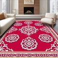 thumbnail image 1 of ODIKA 6'x9' Machine Washable Non-Slip Area Rug, Elegant Damask Medallion Scrollwork Vintage European Motif High Traffic Rug, Red, 564424, 1 of 7