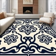 thumbnail image 1 of ODIKA 6x9 Machine Washable Non-Slip Area Rug, Elegant Damask Swirl Contemporary Abstract Timeless Trellis High Traffic Rug, Beige, 471582, 1 of 7