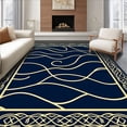 thumbnail image 1 of ODIKA 6'x9' Machine Washable Non-Slip Area Rug, Elegant Gold & Navy Wave High Traffic Rug, Gold, 359968, 1 of 7