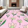 thumbnail image 1 of ODIKA 6'x9' Machine Washable Non-Slip Area Rug, Elegant Inspired Floral Design with Pink and Green Tones High Traffic Rug with Pad, Pink, 351847, 1 of 8