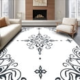 thumbnail image 1 of ODIKA 6'x9' Machine Washable Non-Slip Area Rug, Elegant Interlacing Medallion Motif With Delicate Swirls High Traffic Rug, Black, 494975, 1 of 7